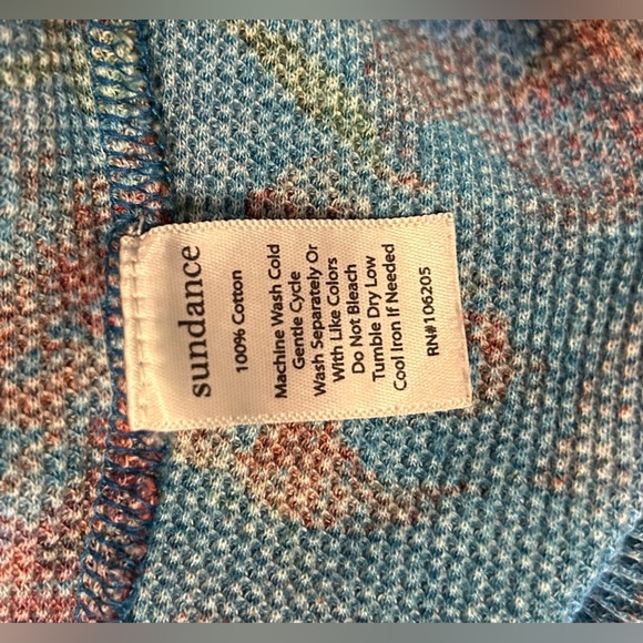 SUNDANCE Sunset Garden Waffle Tee Blue Floral WOMENS SIZE SMALL - Picture 7 of 8